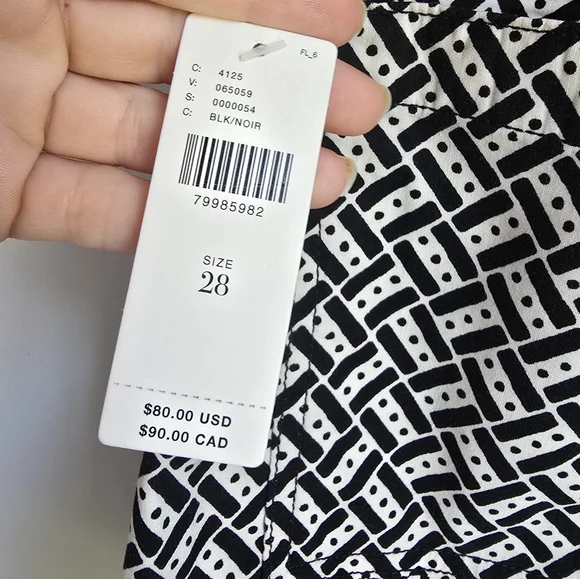 Anthropologie NEW Maeve The Colette Black & White Geometric Shorts SZ 28 6 Mod - Picture 7 of 8